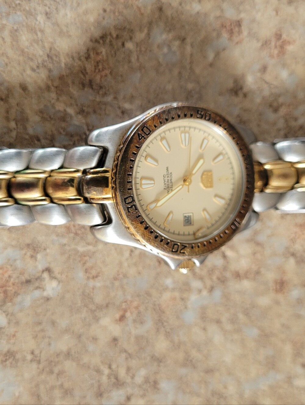 Elgin Silver/Gold-Tone Stainless Steel Watch with Champagne Dial - Unisex